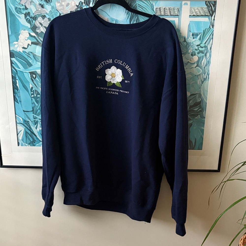 Navy Blue Embroidered British Columbia Women’s Crewneck